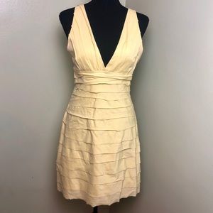 Light yellow pastel ruffle layered halter dress